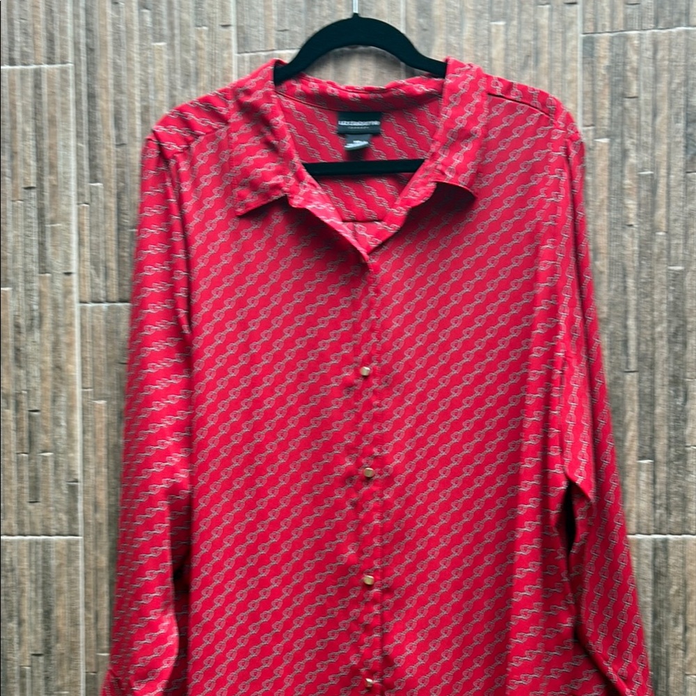 Liz Claiborne Red Textured Blouse